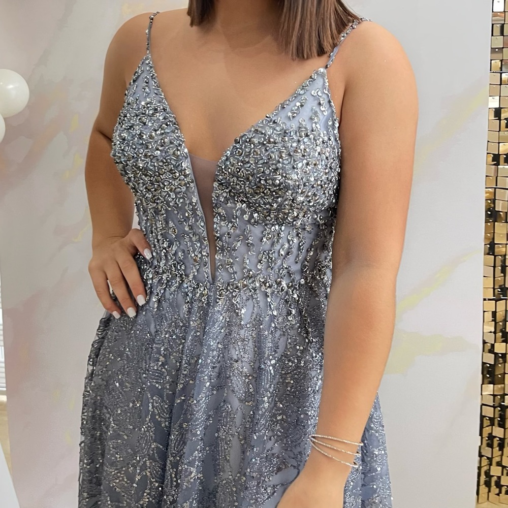 grey prom dress